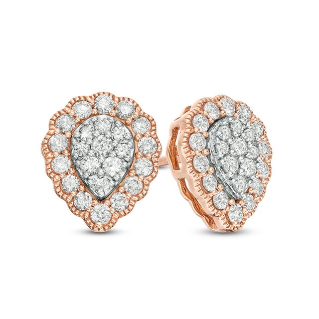 0.50 CT. T.W. Composite Diamond Teardrop Vintage-Style Stud Earrings in 10K Two-Tone Gold|Peoples Jewellers