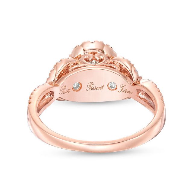 0.70 CT. T.W. Diamond Past Present Future® Pear-Shaped Frame Twist Engagement Ring in 10K Rose Gold|Peoples Jewellers