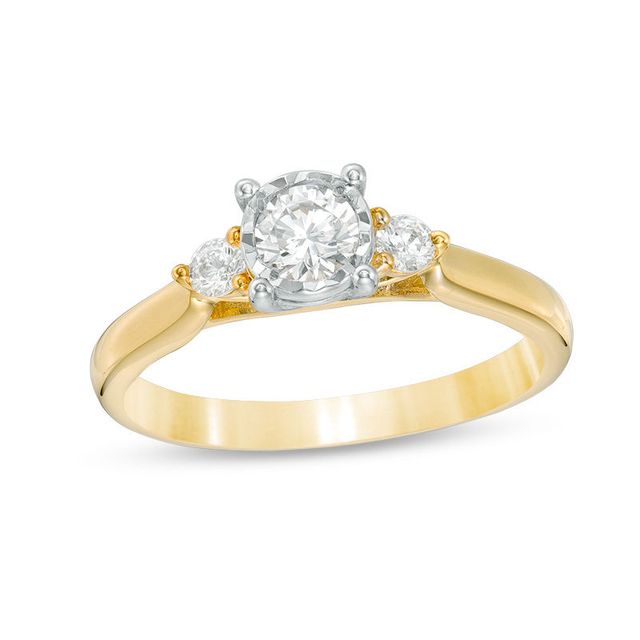 0.50 CT. T.W. Diamond Past Present Future® Engagement Ring in 10K Gold|Peoples Jewellers