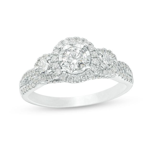 0.95 CT. T.W. Diamond Past Present Future® Frame Engagement Ring in 14K White Gold|Peoples Jewellers