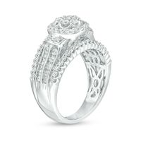 1.00 CT. T.W. Composite Diamond Frame Collar Multi-Row Engagement Ring in 10K White Gold|Peoples Jewellers