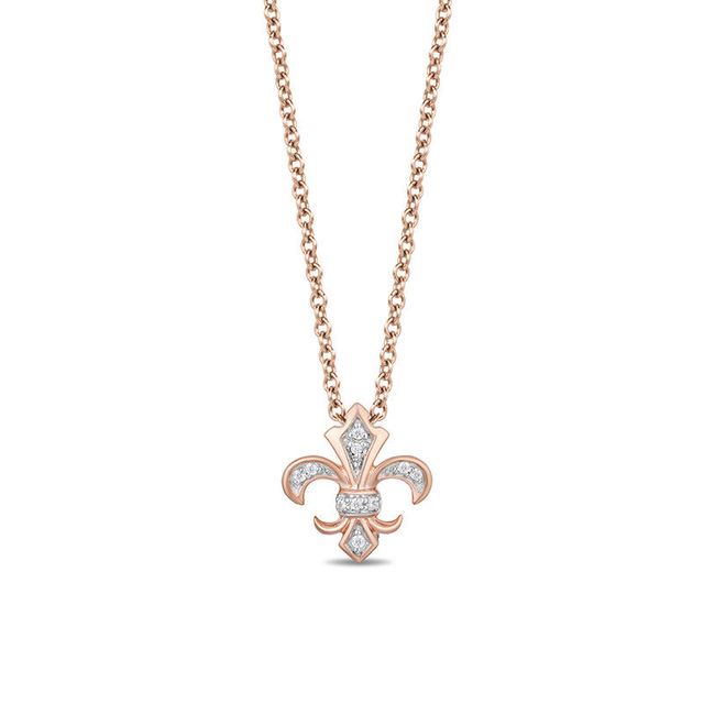 Enchanted Disney Aurora Diamond Accent Fleur-de-Lis Pendant in 10K Rose Gold - 19"|Peoples Jewellers