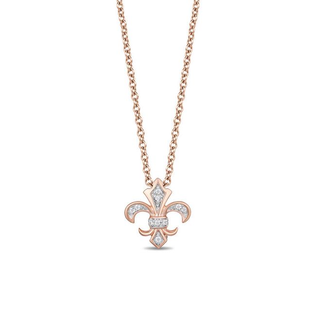 Enchanted Disney Aurora Diamond Accent Fleur-de-Lis Pendant in 10K Rose Gold - 19"