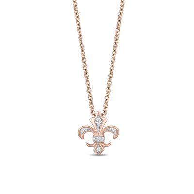 Enchanted Disney Aurora Diamond Accent Fleur-de-Lis Pendant in 10K Rose Gold - 19"|Peoples Jewellers