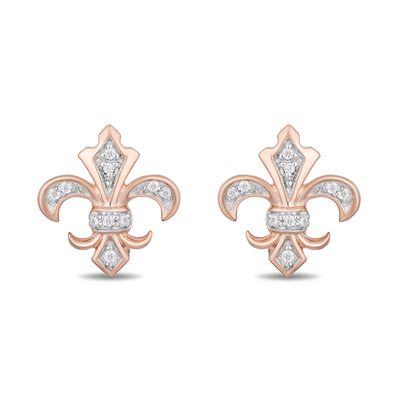 Enchanted Disney Aurora 0.04 CT. T.W. Diamond Fleur-de-Lis Stud Earrings in 10K Rose Gold|Peoples Jewellers