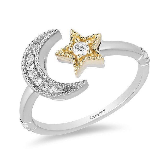 Enchanted Disney Jasmine 0.085 CT. T.W. Diamond Moon and Star Open Ring in Sterling Silver and 10K Gold|Peoples Jewellers