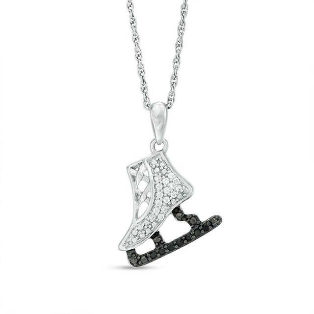 0.10 CT. T.W. Enhanced Black and White Diamond Ice Skate Pendant in Sterling Silver|Peoples Jewellers