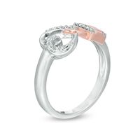 0.04 CT. T.W. Diamond Heart and Lock Ring in Sterling Silver and 10K Rose Gold|Peoples Jewellers