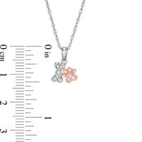 Diamond Accent Dog Bone and Paw Print Pendant in Sterling Silver and 10K Rose Gold|Peoples Jewellers