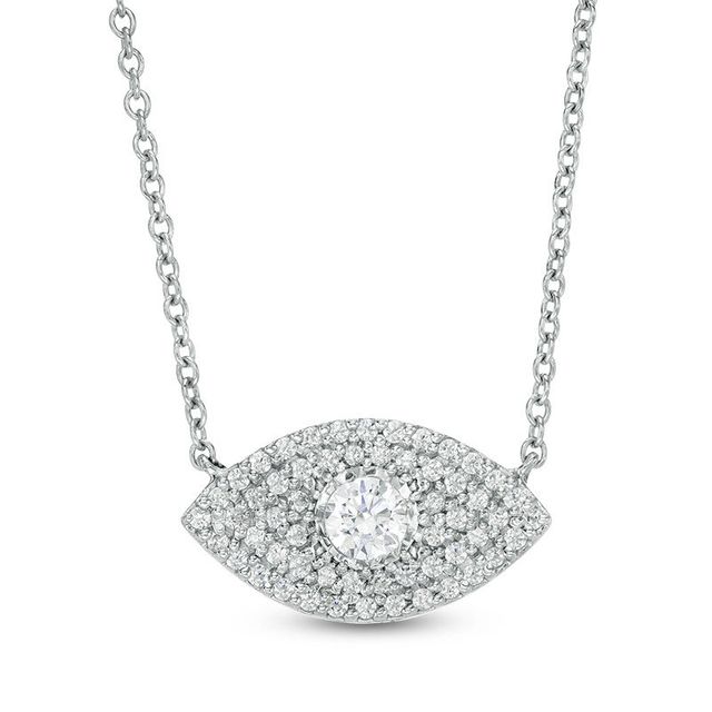 0.25 CT. T.W. Diamond Evil Eye Necklace in 10K White Gold|Peoples Jewellers