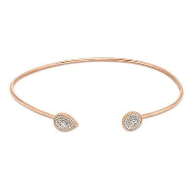 0.065 CT. T.W. Diamond Open Vintage-Style Flex Bangle in 10K Rose Gold|Peoples Jewellers