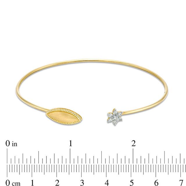 0.18 CT. T.W. Diamond Marquise and Flower Open Flex Bangle in 10K Gold|Peoples Jewellers