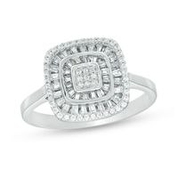 0.33 CT. T.W. Composite Diamond Double Cushion Frame Ring in 10K White Gold|Peoples Jewellers