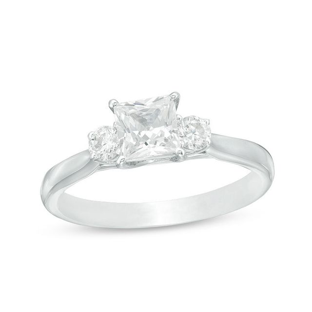 1.00 CT. T.W. Princess-Cut Diamond Past Present Future® Engagement Ring in 14K White Gold|Peoples Jewellers