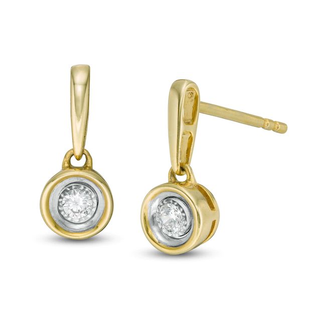 0.10 CT. T.W.  Diamond Solitaire Drop Earrings in 10K Gold