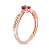 Oval Ruby and Diamond Accent Crossover Split Shank Ring in 10K Rose Gold|Peoples Jewellers