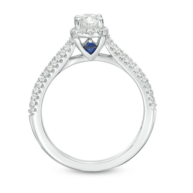 Vera Wang Love Collection 0.70 CT. T.W. Oval Diamond Frame Split Shank Engagement Ring in 14K White Gold|Peoples Jewellers