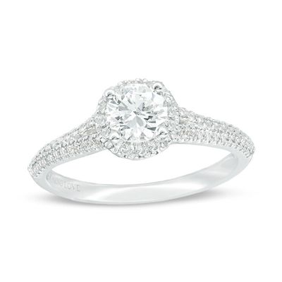 Vera Wang Love Collection 0.70 CT. T.W. Diamond Frame Split Shank Engagement Ring in 14K White Gold|Peoples Jewellers