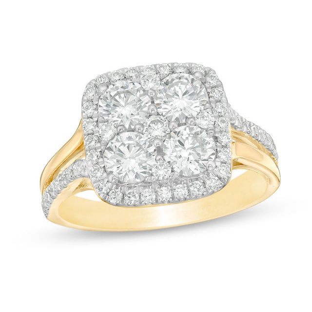 1.50 CT. T.W. Composite Diamond Elongated Cushion Frame Engagement Ring in 14K Gold