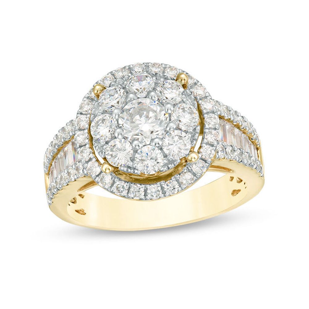 2.01 CT. T.W. Diamond Double Frame Multi-Row Engagement Ring in 14K Gold|Peoples Jewellers