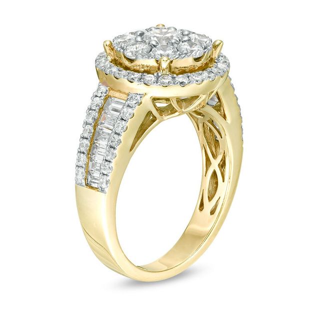 2.01 CT. T.W. Diamond Double Frame Multi-Row Engagement Ring in 14K Gold