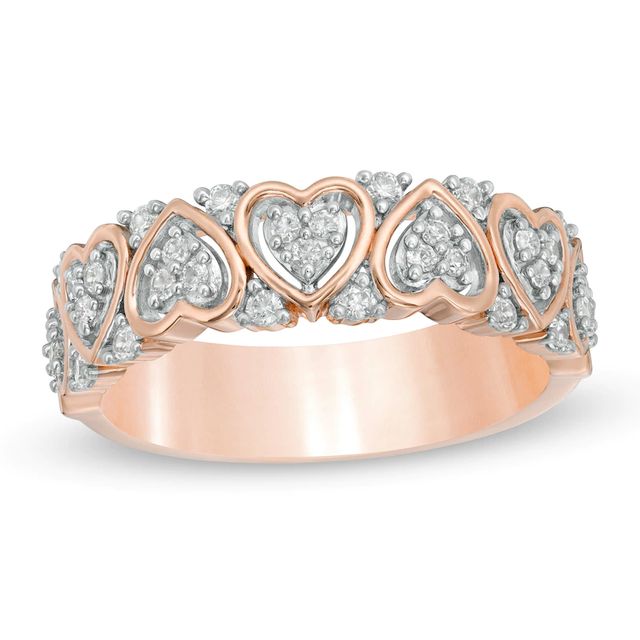 0.33 CT. T.W. Diamond Alternating Heart-Shaped Anniversary Band in 10K Rose Gold|Peoples Jewellers
