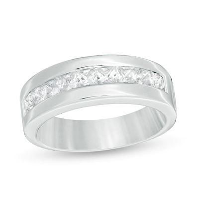 Men's 1.22 CT. T.W. Certified Canadian Square-Cut Diamond Wedding Band in 10K White Gold (I/I2)|Peoples Jewellers