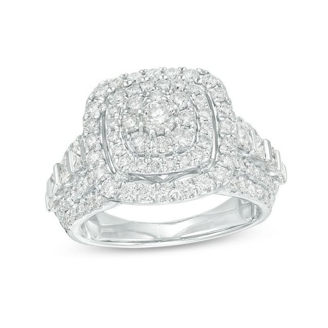CT. T.W. Diamond Triple Frame Multi-Row Engagement Ring in 10K White Gold|Peoples Jewellers
