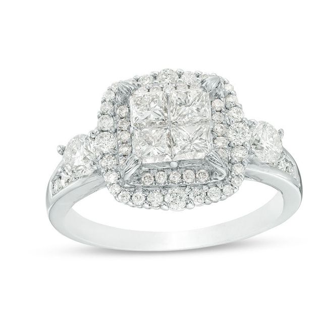 1.50 CT. T.W. Quad Princess-Cut Diamond Frame Engagement Ring in 14K White Gold|Peoples Jewellers