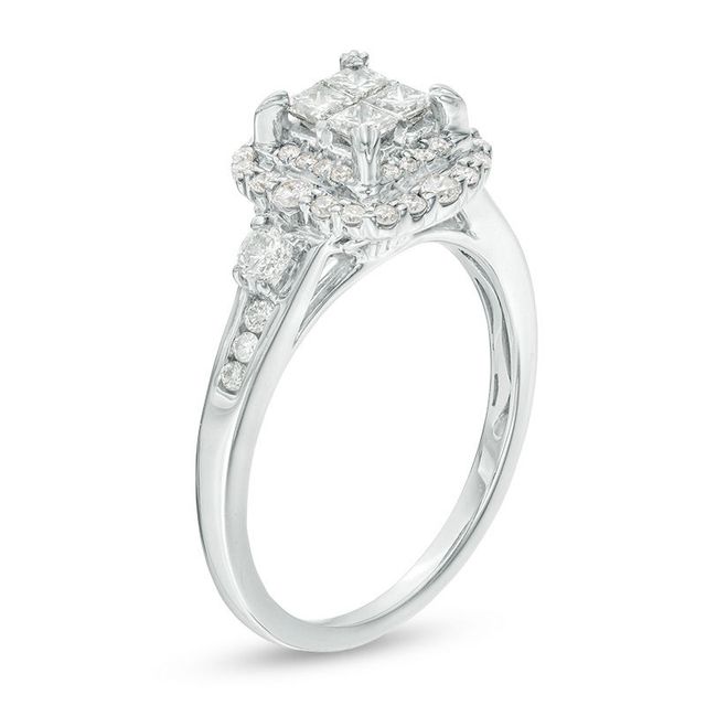 1.50 CT. T.W. Quad Princess-Cut Diamond Frame Engagement Ring in 14K White Gold