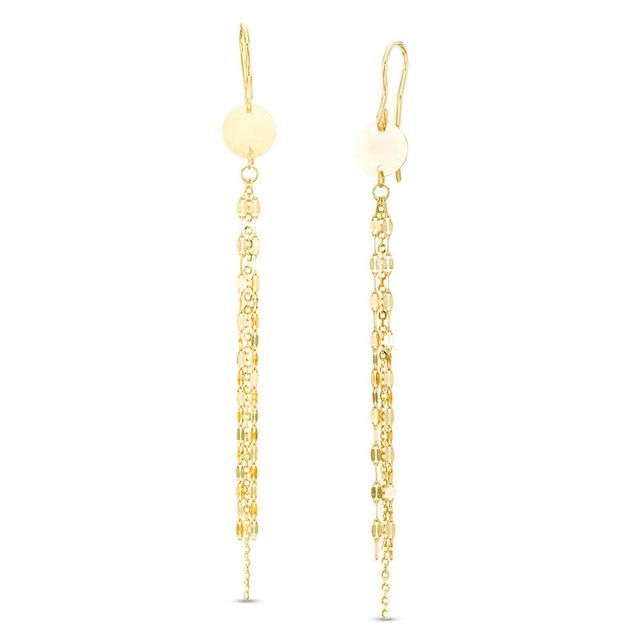 Triple Strand Mirror Chain Drop Earrings in 14K Gold|Peoples Jewellers