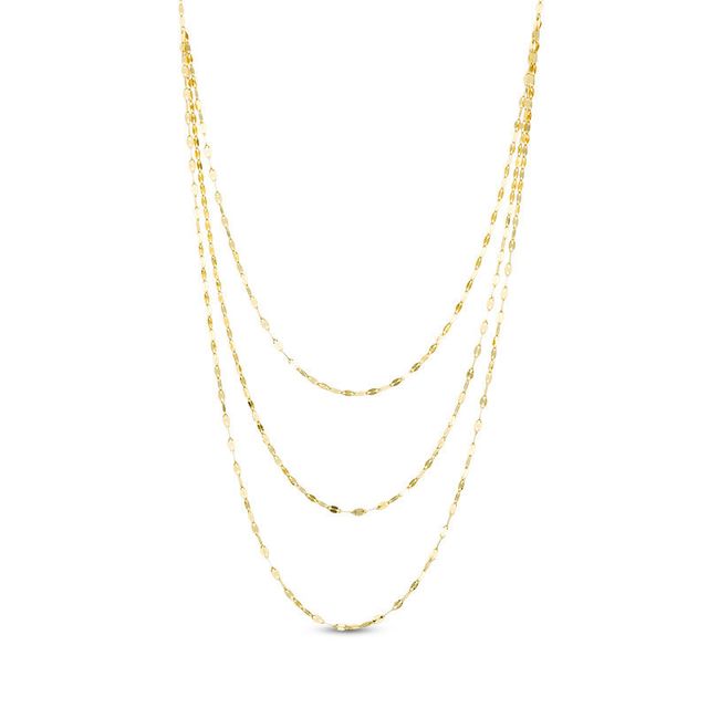 Italian Gold 030 Gauge Triple Strand Mirror Chain Necklace in 14K Gold - 20"|Peoples Jewellers