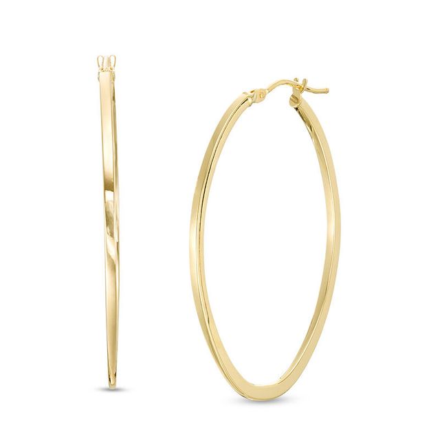 Italian Gold 10.0mm Oval Hoop Earrings in 14K Gold|Peoples Jewellers