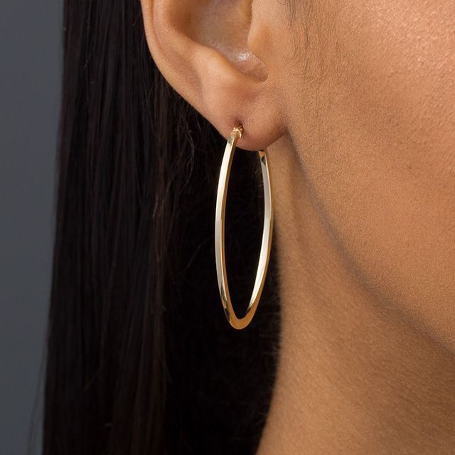 Italian Gold 10.0mm Oval Hoop Earrings in 14K Gold