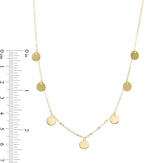 Disc Dangle Station Necklace in 14K Gold