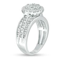 0.75 CT. T.W. Composite Diamond Frame Multi-Row Engagement Ring in 10K White Gold|Peoples Jewellers