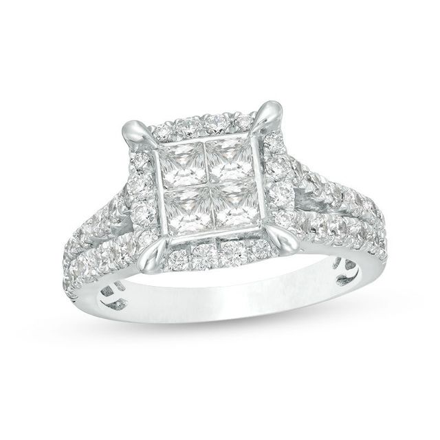 0.95 CT. T.W. Quad Princess-Cut Diamond Frame Ring in White Gold - LA  Diamond – LA DIAMOND