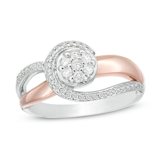 0.28 CT. T.W. Composite Diamond Bypass Swirl Ring in Sterling Silver and 10K Rose Gold|Peoples Jewellers
