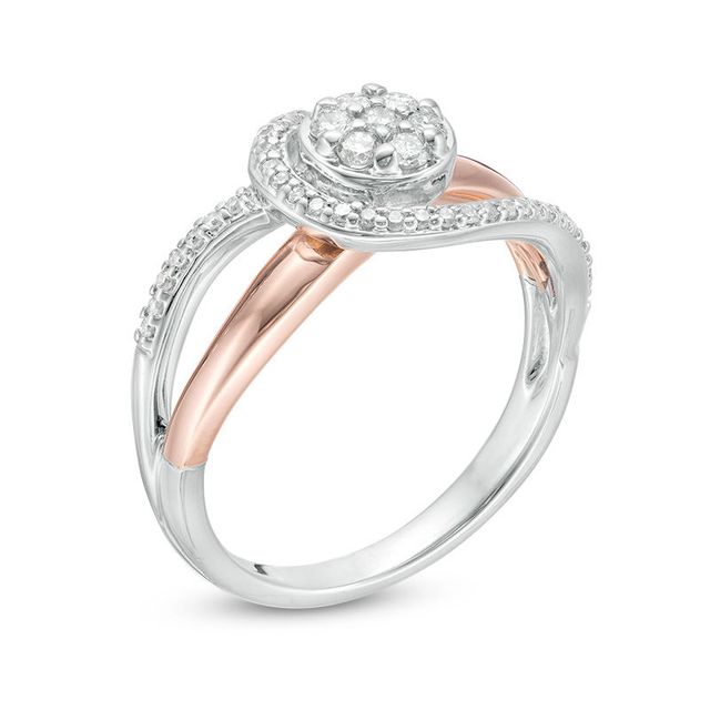 0.28 CT. T.W. Composite Diamond Bypass Swirl Ring in Sterling Silver and 10K Rose Gold|Peoples Jewellers