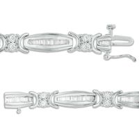 2.00 CT. T.W. Baguette and Round Diamond Link Bracelet in 10K White Gold - 7.5"|Peoples Jewellers