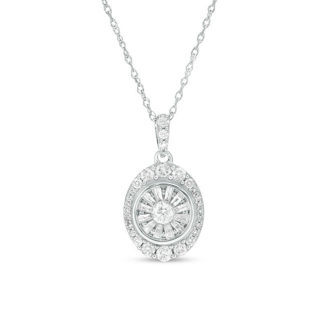 0.50 CT. T.W. Diamond Oval Frame Pendant in 10K White Gold|Peoples Jewellers