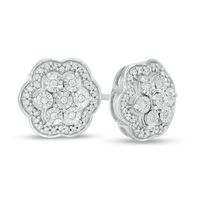 0.25 CT. T.W. Composite Diamond Flower Frame Stud Earrings in Sterling Silver|Peoples Jewellers