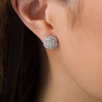 0.25 CT. T.W. Composite Diamond Flower Frame Stud Earrings in Sterling Silver|Peoples Jewellers