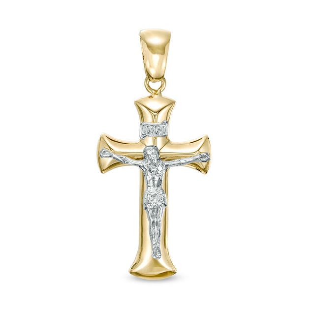 Men's Crucifix Necklace Charm in 14K Two-Tone Gold