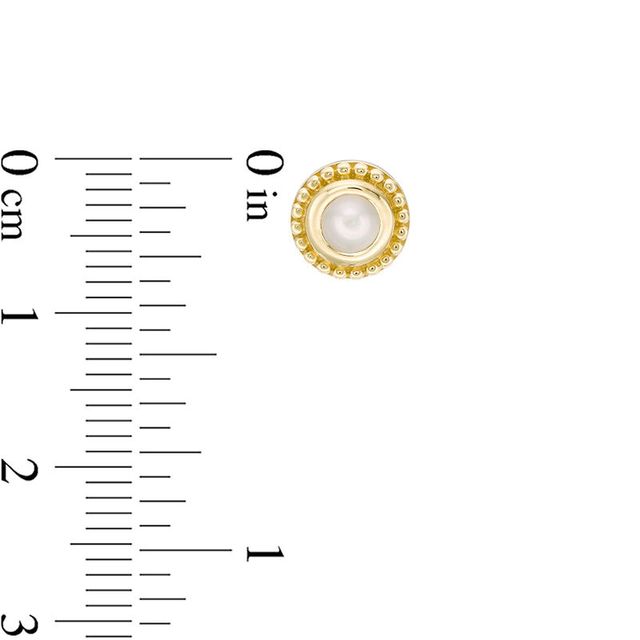 4.0mm Freshwater Cultured Pearl Bead Frame Stud Earrings in 10K Gold|Peoples Jewellers