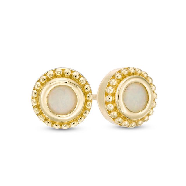 4.0mm Opal Bead Frame Stud Earrings in 10K Gold|Peoples Jewellers