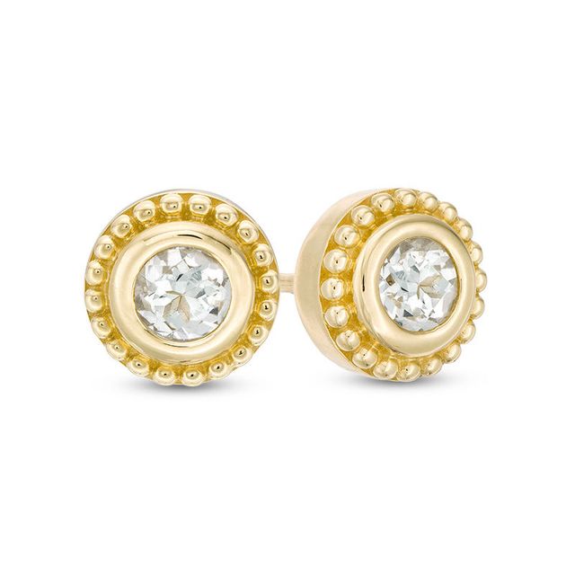 4.0mm Topaz Bead Frame Stud Earrings in 10K Gold|Peoples Jewellers