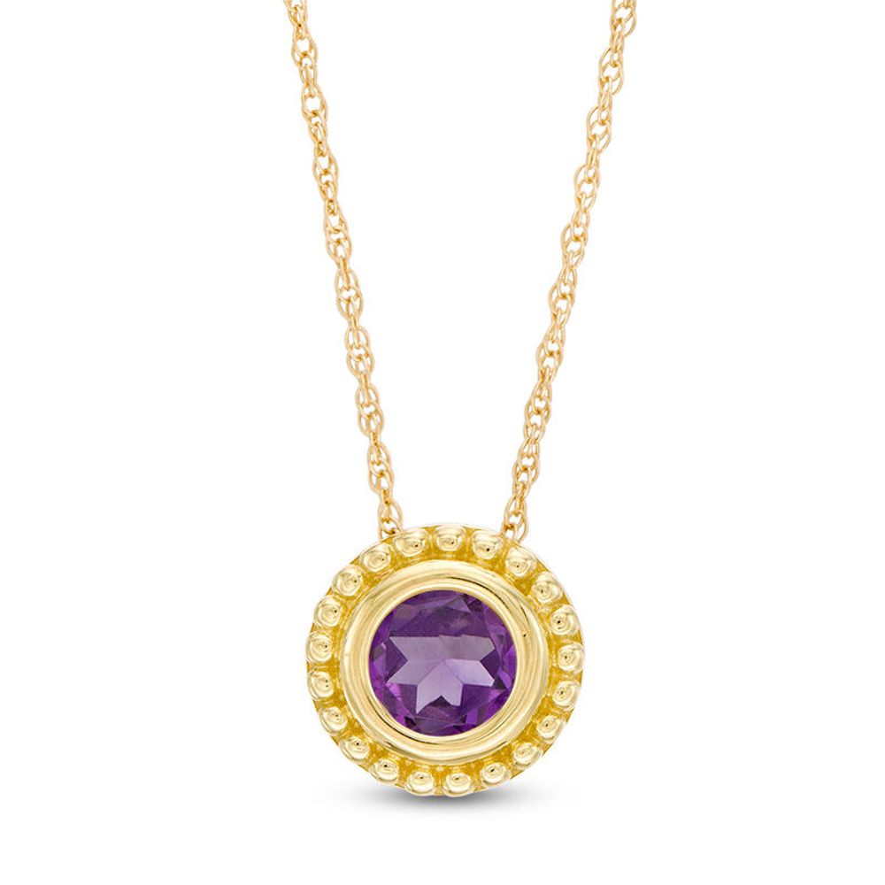 5.0mm Amethyst Bead Frame Pendant in 10K Gold|Peoples Jewellers