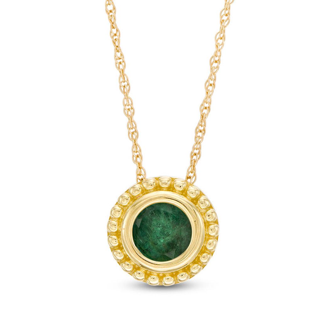 5.0mm Emerald Bead Frame Pendant in 10K Gold|Peoples Jewellers