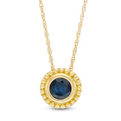 5.0mm Blue Sapphire Bead Frame Pendant in 10K Gold|Peoples Jewellers